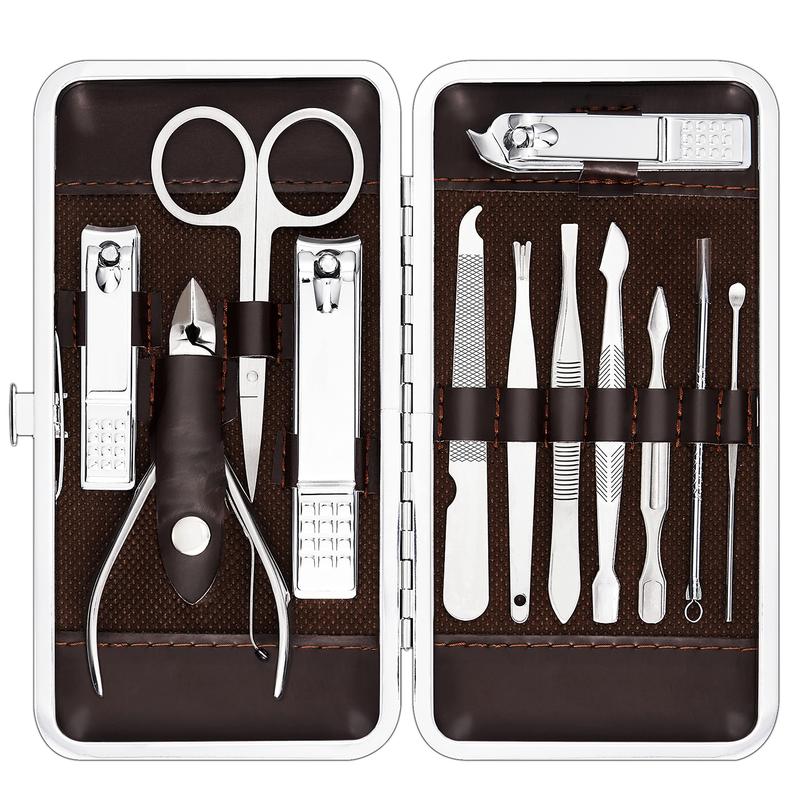 12-Piece Manicure Pedicure Kit, Professional Nail Clippers and Grooming Tools Set with Luxurious Travel Case