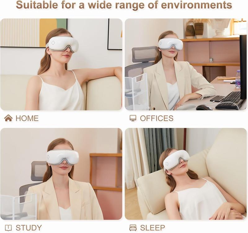 Eye Massager with Heat, Heated Eye Mask with Bluetooth Music, Massages Eye Muscles, Eye Care Gift with 5 Massage Modes and 180 Folding Design, Gifts for Friend, Mom and Dad.