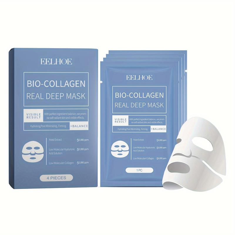 ( 8Pcs ) Bio-Collagen Real Deep Mask Pack Moisturizing and Firming Mask with Collagen, Hyaluronic Acid, Vitamin E and Niacinamide for All Skin Types Hydrating and Revitalizing