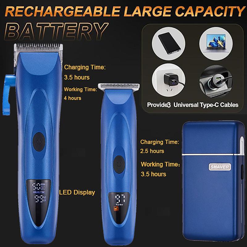 Professional Hair Clipper Set, 3 Counts set Electric Hair Trimmer & Accessories, Rechargeable Hair Shaver for Men, Perfect Gifts for Men