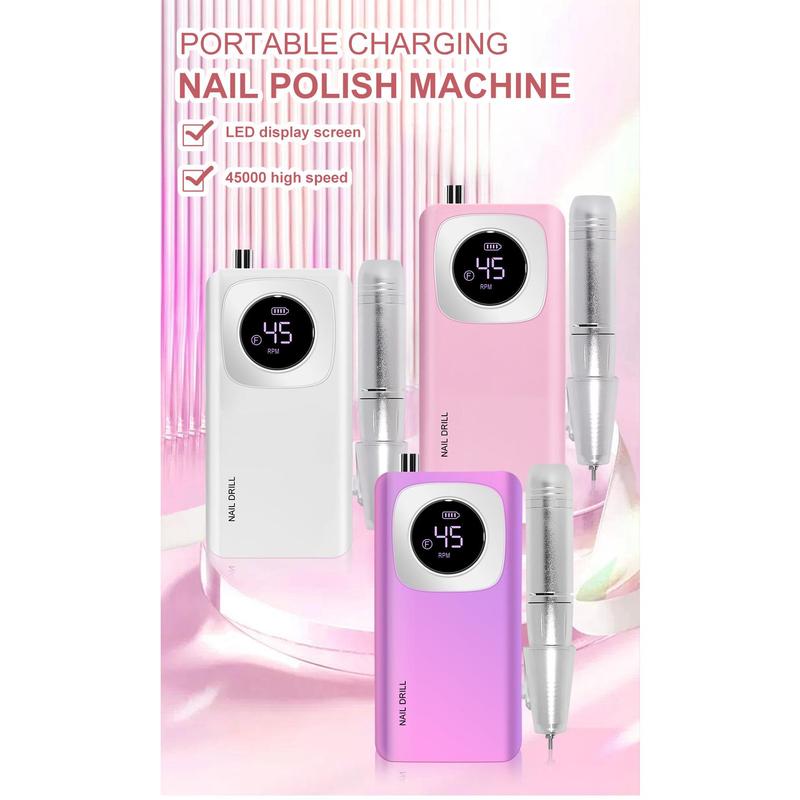 45000RPM Rechargeable Electric Nail Drill Machine With USB Connector Nail Polish Remover Drill Set Manicure Sander Low Noise Nail Care Cutics Nail Art