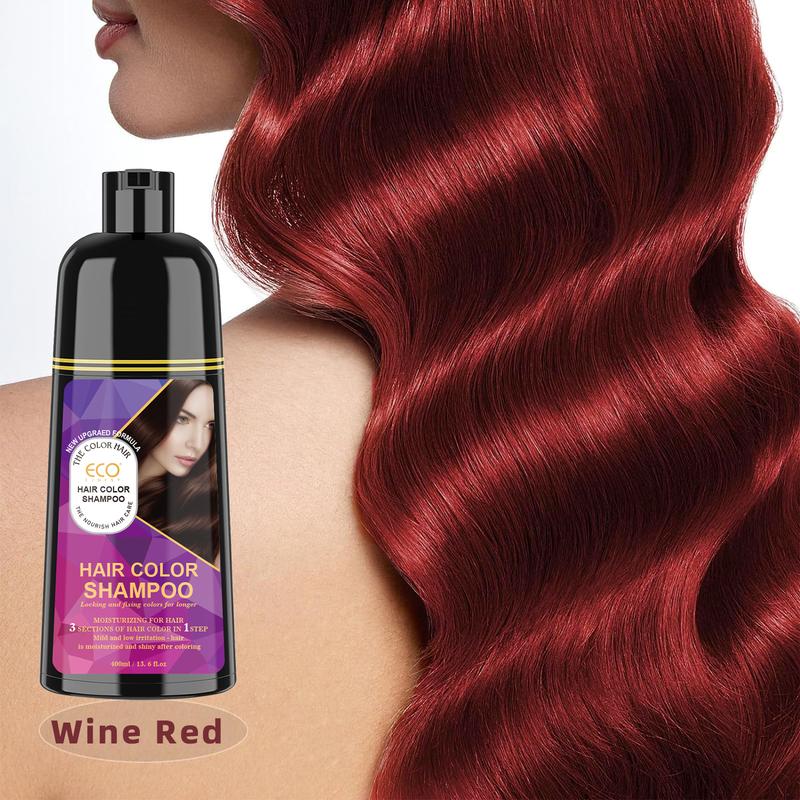 ECO Hair Dye, Quick-Action Hair Coloring Shampoo, Various colors available,Hair Care, Plant Extracts, Long-Lasting Formula Haircare Gel Nourishin,Wine-Red,Black,Brown,Ammonia-Free, Haircare, Mild (400 mL),Perfect Gifts for Women&Men