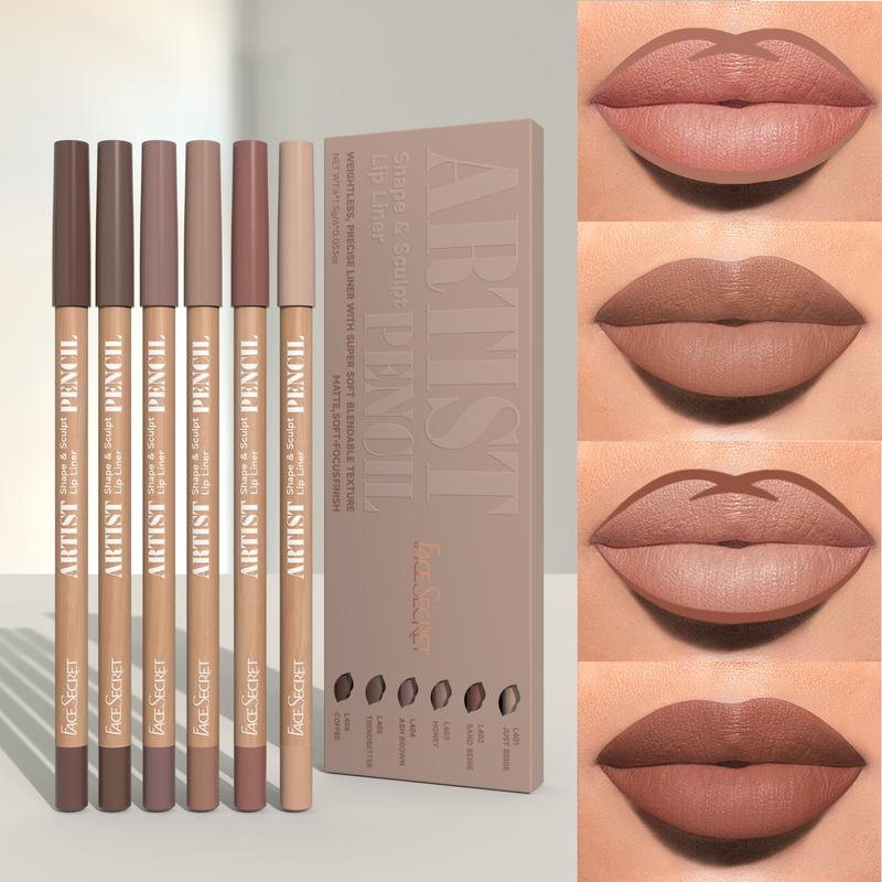 6pcs Nude Lip Liner Set - Waterproof, Matte Finish, Long-Lasting & Smudge-Proof, Easy to Apply for All Skin Types