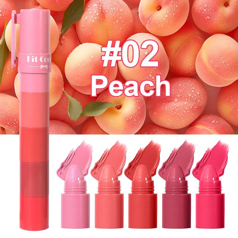 5-In-1 Long-lasting Matte Lipstick, 1 Box Moisturizing Lip Gloss, Suitable for All Occasions Lip Makeup, Girls and Women Makeup Accessories