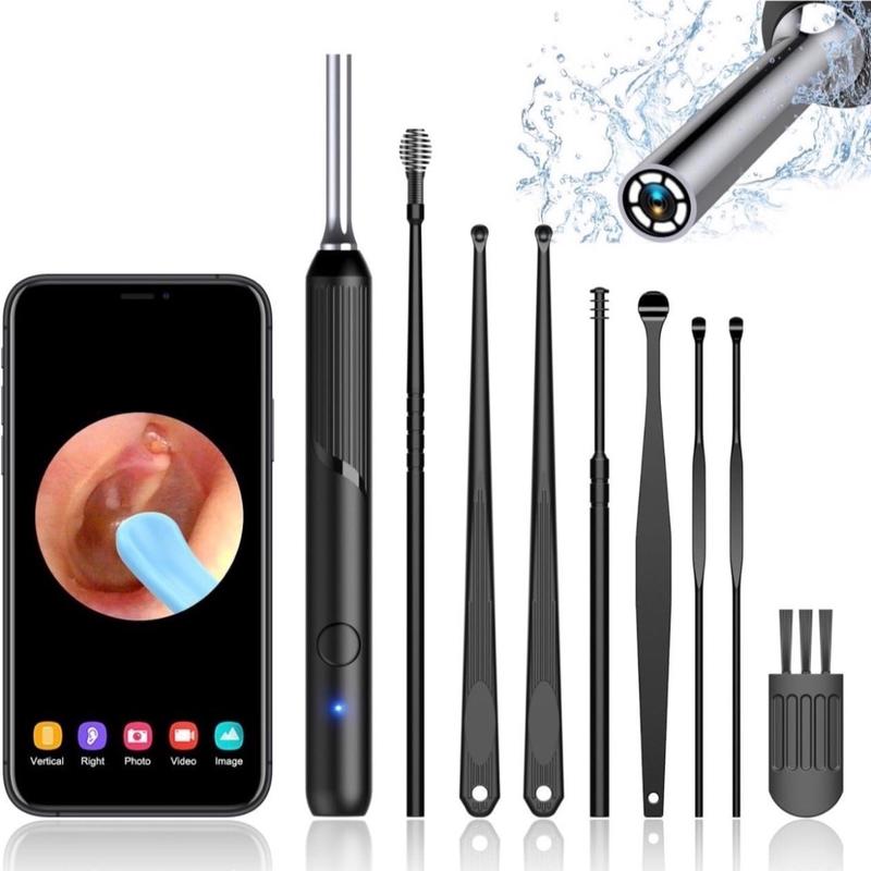 Ear Wax Removal Tool - Ear Cleaner with 1080P Camera, Ear Cleaning Kit with 8 Pcs Ear Set, Earwax Remover with Light, Endoscope with 5 Auxiliary Accessories, Otoscope for iPhone, iPad, Android Phones