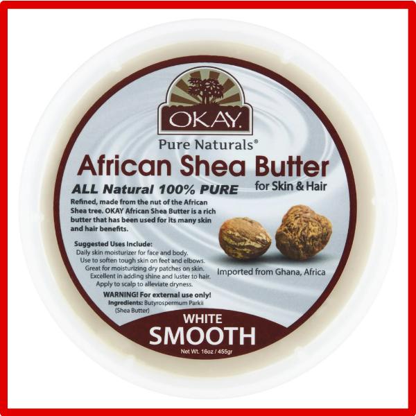 OKAY Pure Naturals Shea Butter Jar White for Intense Moisturization and Smooth Skin - 13oz