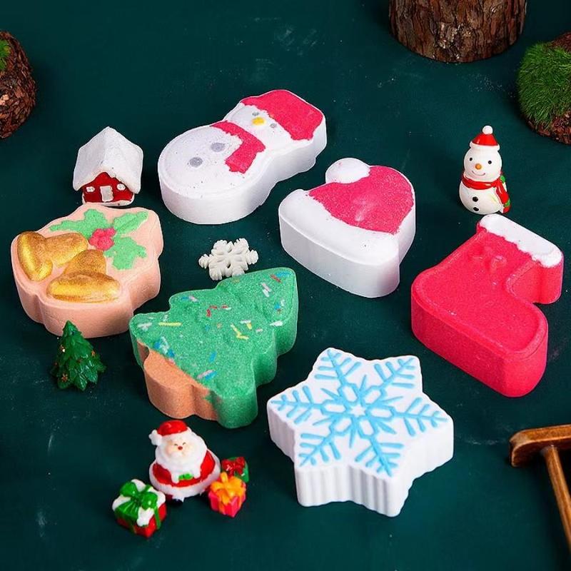 Christmas Festival Themed Bath Bomb, 6 Counts box Long Lasting Fragrance Moisturizing Bath Bomb, Body Wash & Soap Product for Women & Men