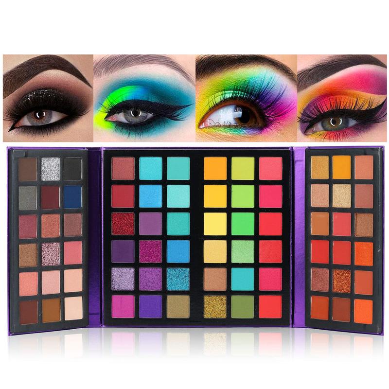 72 Colors Ultra Secret Eyeshadow Palette, 4 in1 Color Board Matte Shimmer Glitter Nude Natural All In One Makeup Palette Blendable Pigmented Make Up Eye Shadow Pallet Gift Kit