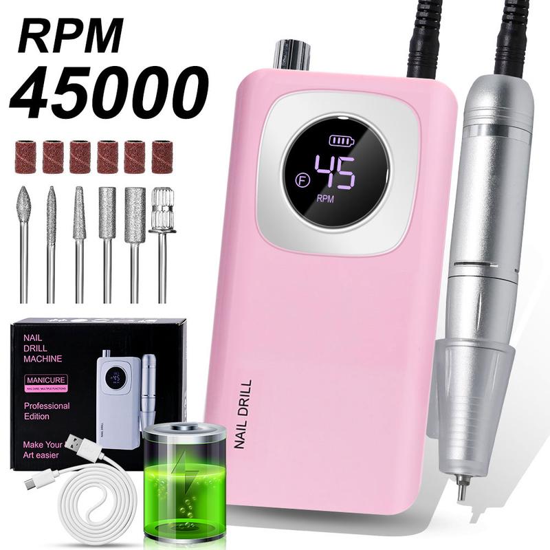 45000RPM Rechargeable Electric Nail Drill Machine With USB Connector Nail Polish Remover Drill Set Manicure Sander Low Noise Nail Care Cutics Nail Art