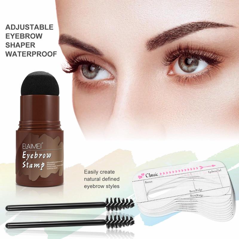 Eyebrow Printing Set, 1 Set Waterproof Eyebrow Stamp Powder Including Eyebrow Stamp & Eyebrow Card & Eyebrow Brush, Eye Brow Makeup Tool, Makeup Accessories