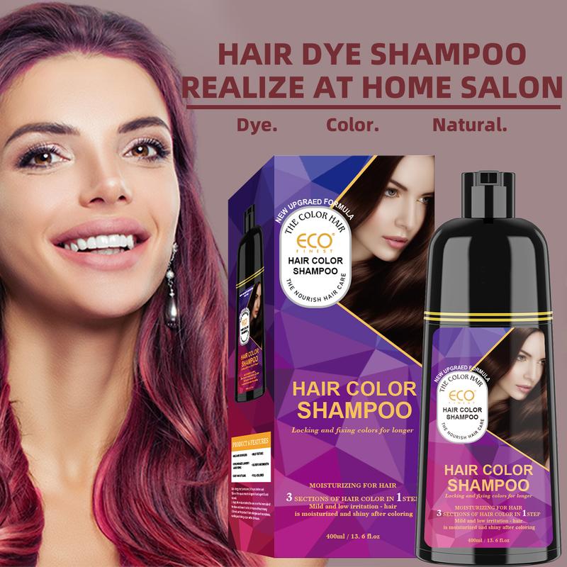 ECO Hair Dye, Quick-Action Hair Coloring Shampoo, Various colors available,Hair Care, Plant Extracts, Long-Lasting Formula Haircare Gel Nourishin,Wine-Red,Black,Brown,Ammonia-Free, Haircare, Mild (400 mL),Perfect Gifts for Women&Men