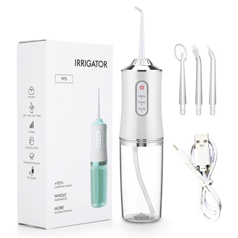 Effortless Dental Care: Portable & Cordless Oral Irrigator with 3 Modes, Waterproof, Rechargeable, and 4 Nozzles for Gums Rechargeable Portable Water Flosser