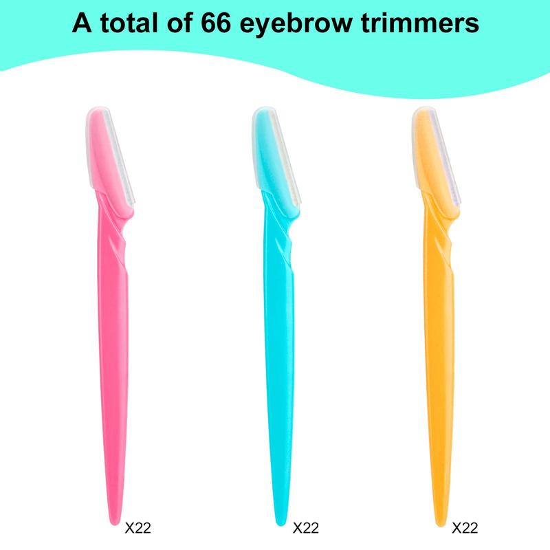 66 Eyebrow & Face Razors for all, with protective cover, safe and newbie-friendly for trimming and shaving. Makeup Plastic Case Cosmetic