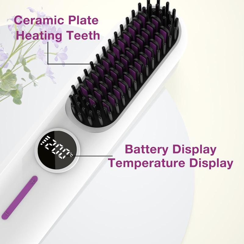 Cordless Straightener, Comfort Rejected Hair Straightening Comb, Comb Straightener, Negative Ion Hair Straightening Curling Comb, Multi-function Portable Straightener, Thin Curly Hair