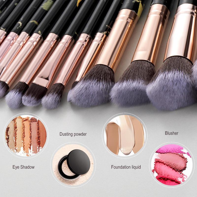 Professional Makeup Brush & Puff Set, 15pcs Facial Detailing Makeup Brushes & 6 Counts Soft Makeup Puff, Makeup Tools for Women