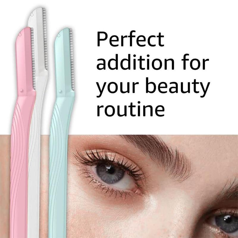 3pcs Multipurpose Eyebrow Razor Set, Safe Portable Dermaplaning Razor With Blade Cover, Professional Makeup Tools For Exfoliating