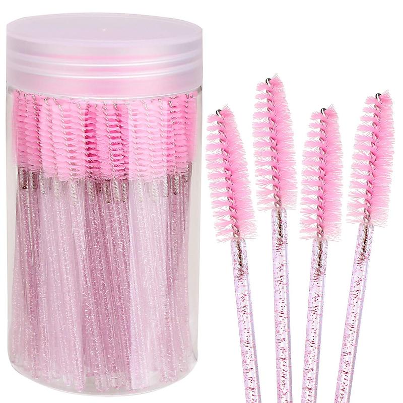 100pcs Disposable Mascara Brushes with Container, Mascara Wands Makeup Brushes Applicators Kits for Eyelash Extensions and Eyebrow Brush