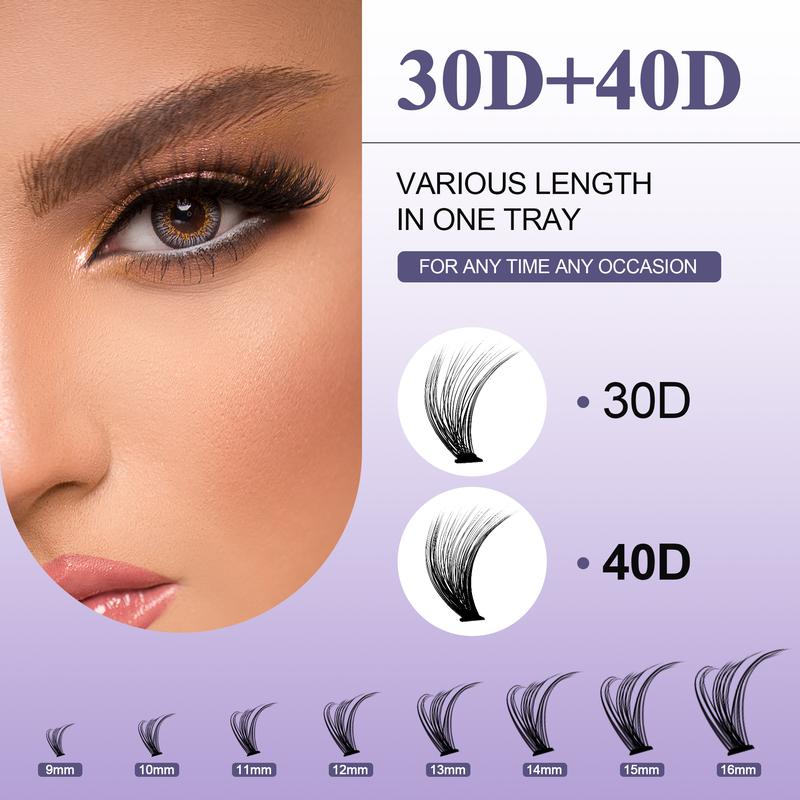 DIY Lash Extension 280pcs Individual Lashes Cluster ANJOSIRMA D Curl Wispy Individual Lashes 10-16mm Mink DIY Individual Eyelashes Cluster Lashes Extension 3d  lashes