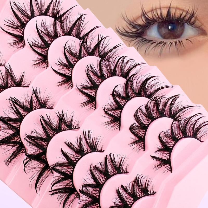 3D Fluffy False Eyelashes, 7 Pairs Natural Curling Eye Makeup Strip Lashes, Full Volumized False Eyelashes for Women and Girls Eye Makeup Enhancement