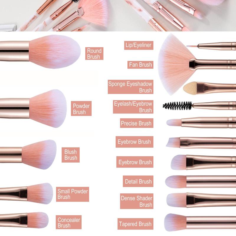 Professional Makeup Brush & Puff Set, 15pcs Facial Detailing Makeup Brushes & 6 Counts Soft Makeup Puff, Makeup Tools for Women