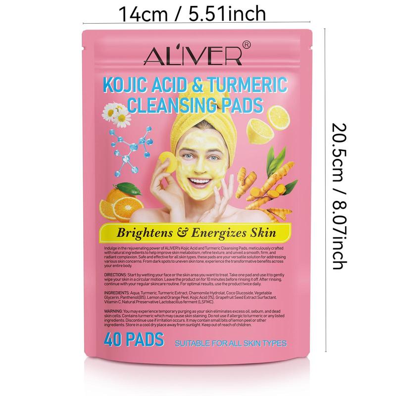 Turmeric Facial Cleansing Pads, 2 Packs(40pcs pack) Non-irritating Cleansing Tablets, Gentle Cleansing Travel Size Pad Suitable for Women & Men