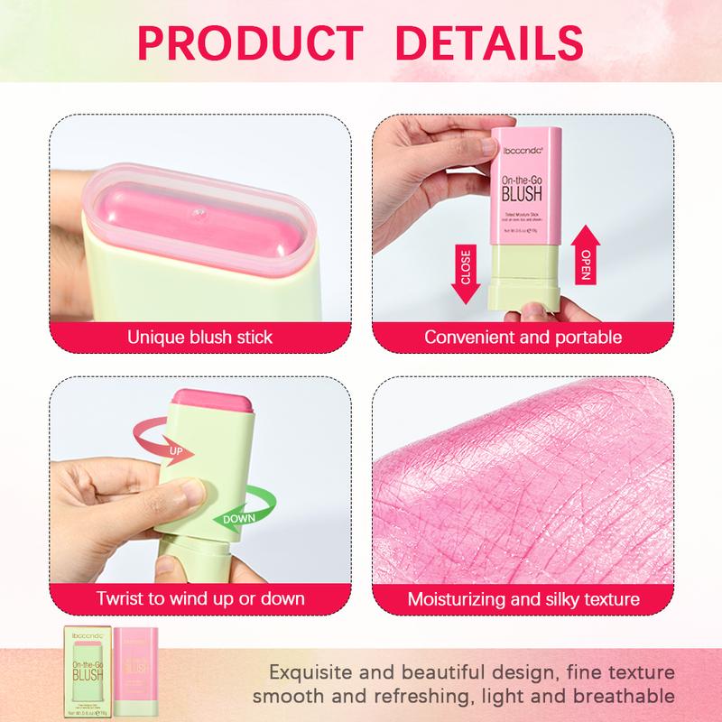 3-color rotating powder blusher stick is applicable to powder blusher stick for cheek cream makeup Cosmetic