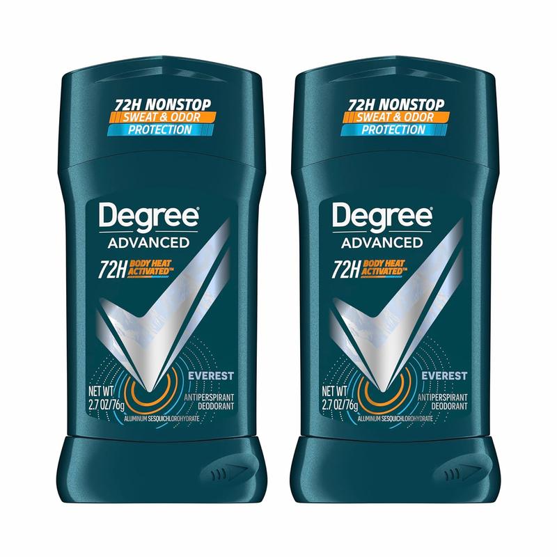 Degree Men Advanced Antiperspirant Deodorant Everest 2 Count 72-Hour With Body Heat Activated Technology 2.7 oz Scented Cleanser Body Care Fragrance