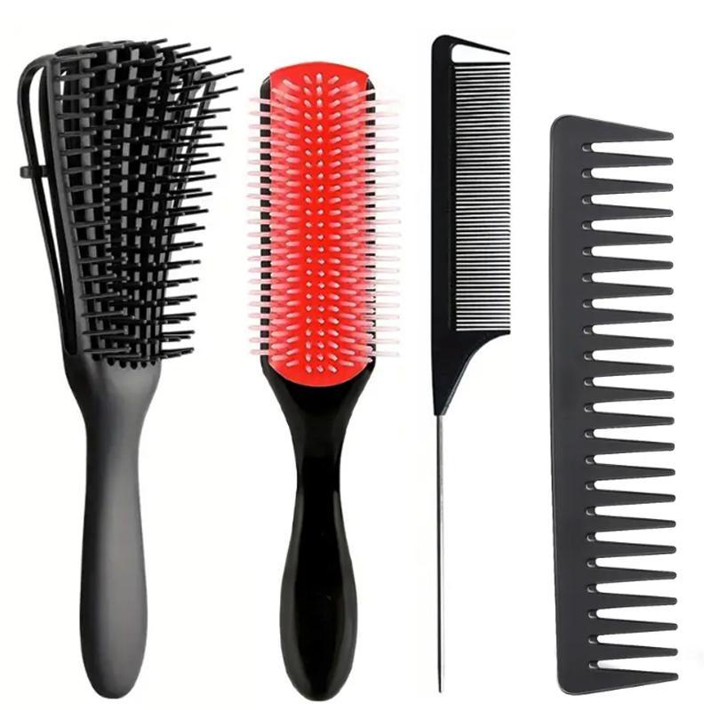 4pcs Hair Styling Comb Set, Including Hair Brush, Comb for Curly and Natural Hair, Detangling Hair Brush for Wet and Dry Hair, Professional Hair Styling Tools for Women & Men