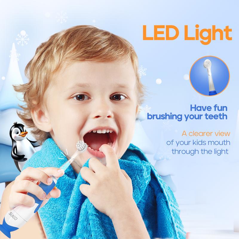 SEAGO Toddler Electric Toothbrush for Ages 1-3 Years,Baby Electric Toothbrush with Smart LED Timer and Sonic Technology,4 Brush Heads electric toothbrush