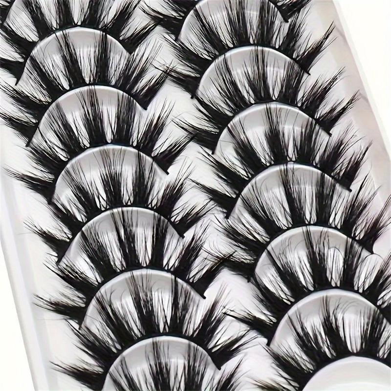 Fluffy False Eyelashes, 10 Pairs Wispy Strip Eyelashes, Natural Curling Eye Makeup Enhancement Tool for Women & Girls, Christmas Gift