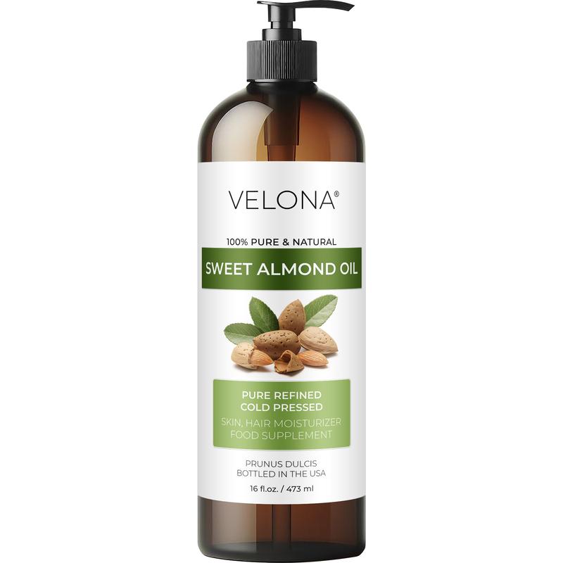 velona Sweet Almond Oil - 16 Fl Oz | 100% Pure and Natural Carrier Oil | Refined, Cold Pressed | Skin, Hair, Body & Face Moisturizing | Use Today - Enjoy Results…