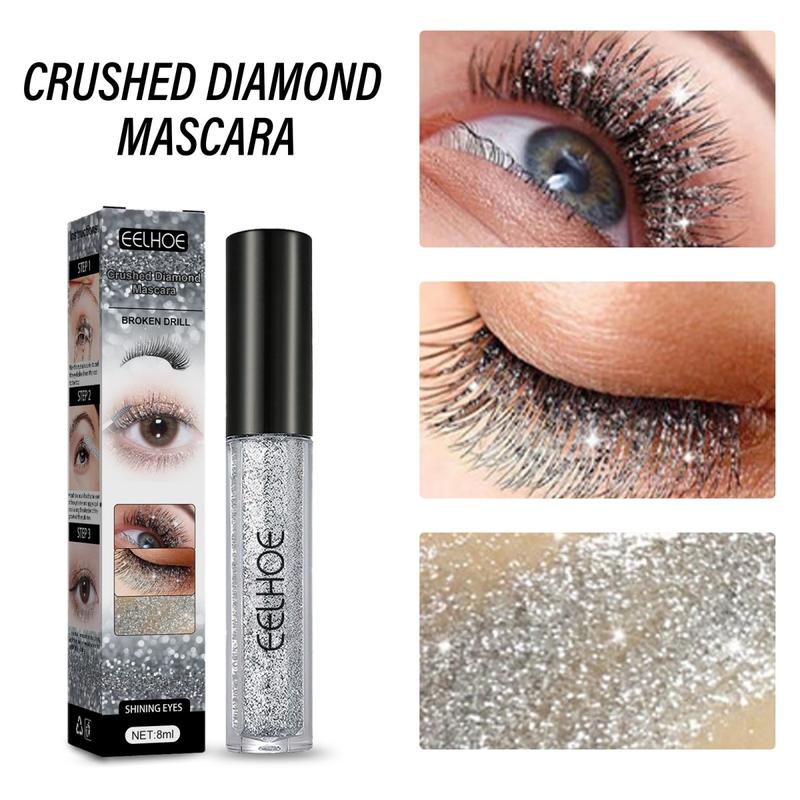 EELHOE Glitter Diamond Mascara 8ml Styling Primer Quick-drying Film-forming Glitter Tear-proof Mascara Makeup Cosmetic