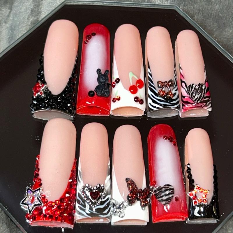 Mix N Match XL Duck nails ️ #ducknails #duckies #red #rednails #pressonnails #nailart Manicure Comfort Nail Care Kit Nail Polish Cutics Set