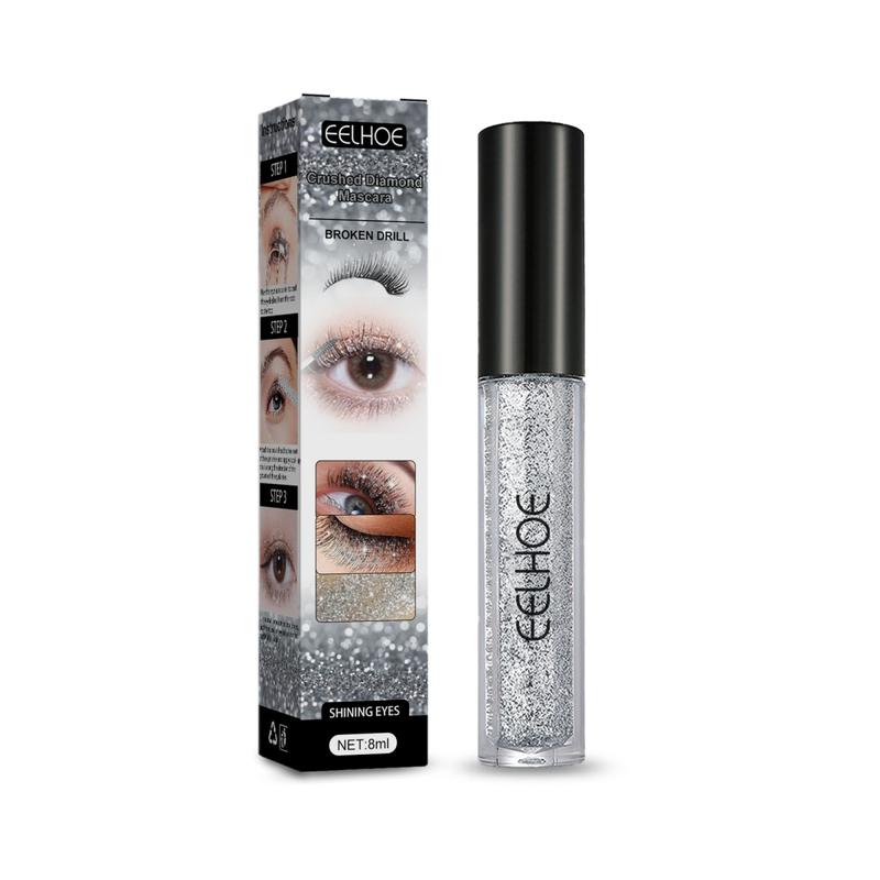 EELHOE Glitter Diamond Mascara 8ml Styling Primer Quick-drying Film-forming Glitter Tear-proof Mascara Makeup Cosmetic