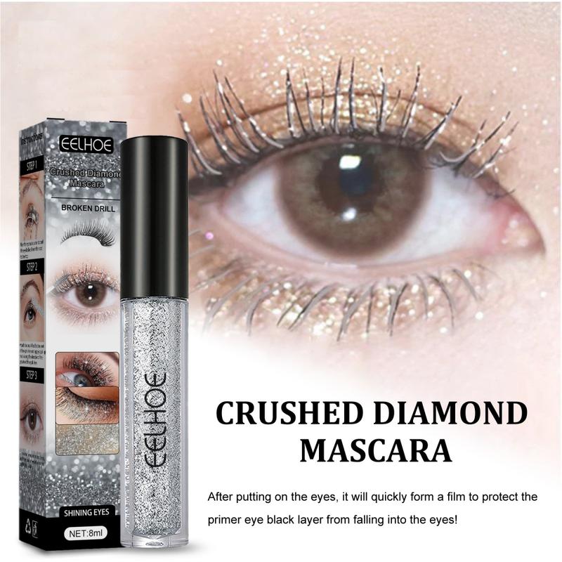 EELHOE Glitter Diamond Mascara 8ml Styling Primer Quick-drying Film-forming Glitter Tear-proof Mascara Makeup Cosmetic