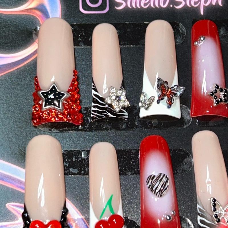 Mix N Match XL Duck nails ️ #ducknails #duckies #red #rednails #pressonnails #nailart Manicure Comfort Nail Care Kit Nail Polish Cutics Set