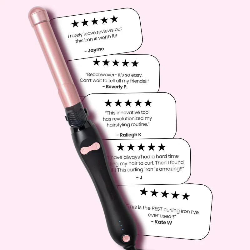 Midnight Rose | 1.25-Inch Ceramic Barrel Curling Iron | Perfect for Loose Beachy Waves & Blowouts | 3 Heat Ranges, Lightweight, Ergonomic, Dual Voltage