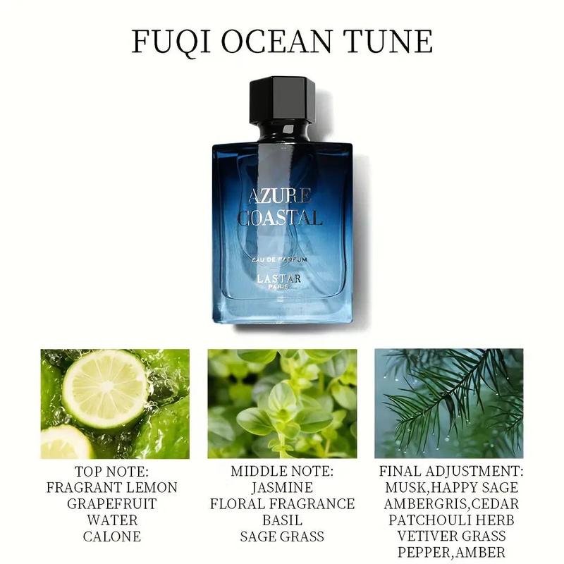 50ml Men's Azure Coastal Perfume, Romantic Long Lasting Refreshing Perfume, Perfect Choice for Home Trips and Music Festivals, Perfumes for Men, Christmas Gift