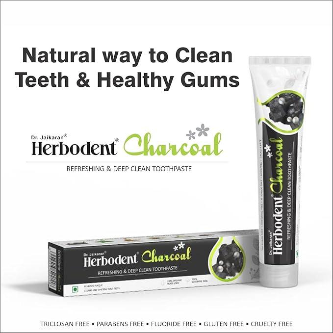 Herbodent Charcoal Toothpaste - Activated Bamboo Charcoal & Organic Herbs - No Bleach, No Fluoride - 6.53 Oz (1) - Oral Care