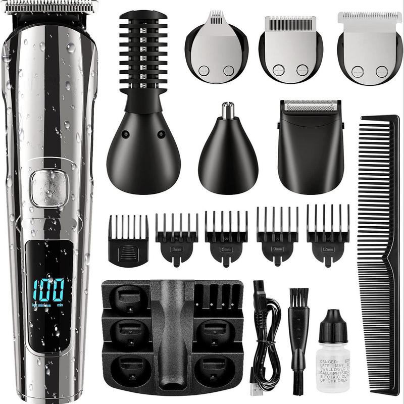 Electric Beard Shaver Kit, 1 Set Multi-functional Portable Rechargeable Beard Razor Set, Beard Trimmer for Men