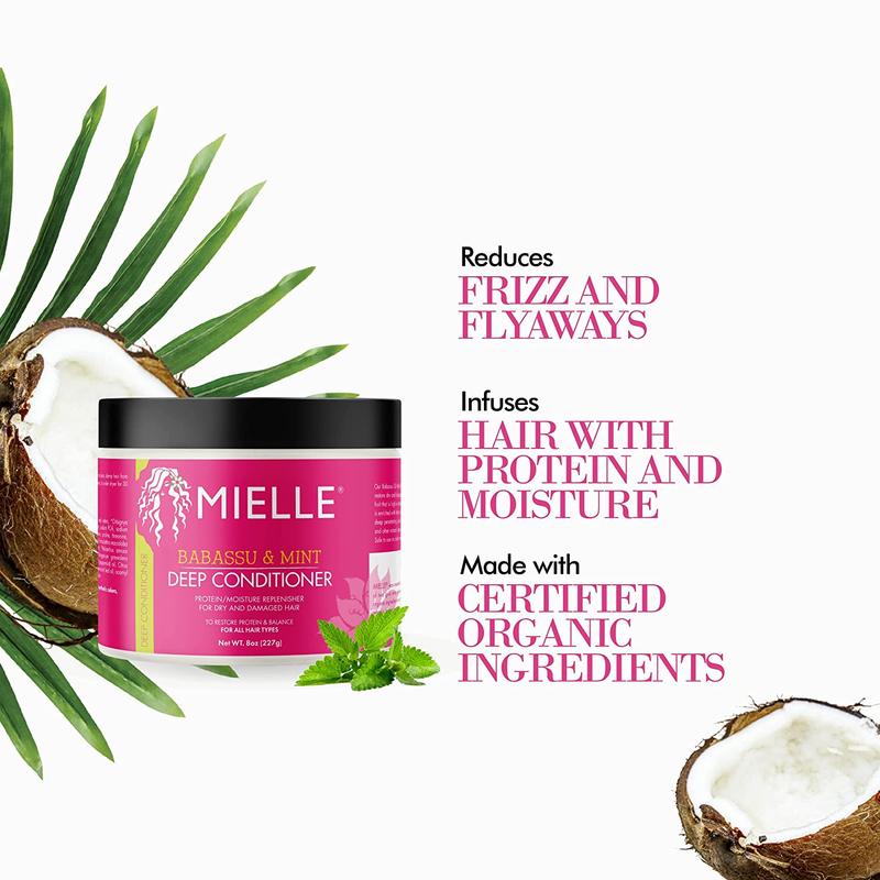 Mielle Organics Babassu & Mint Deep Conditioner with Protein, Moisturizing & Conditioning Deep Treatment, Hydrating Repair for Dry, Damaged, & Frizzy Hair, 8-Ounces Ultra Standard Distributors