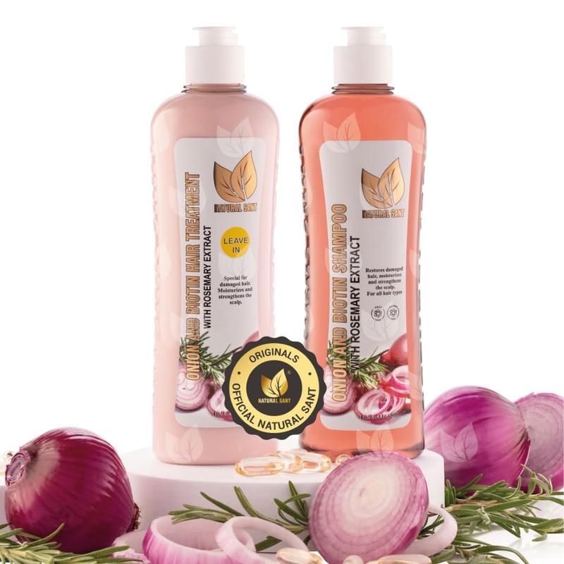 Onion Biotin and Rosemary Shampoo & Treatment Set for Stronger, Thicker and Longer Hair