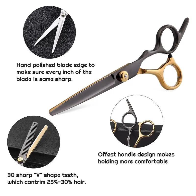 Professional Barber Scissors, 1 Count Hair Cutting Scissors, Hair Thinning Shears, Salon Hairdressing Scissors, Heatless Styling Tools for Home & Salon Use