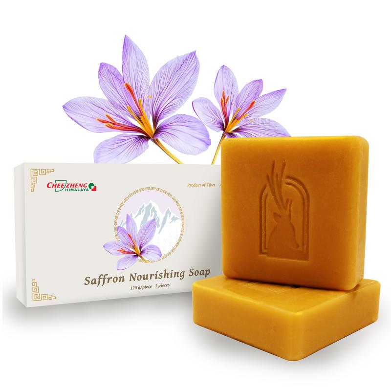 CheezhengHimalaya Moisturized Skin Herbal Soap Bar with Sodium Hyaluronate, Infused with Tibetan Natural Saffron Extract to Soothe Redness and Hydrate Skin, Paraben-Free, Pack of 2