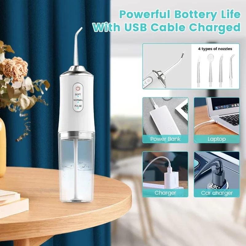 3-in-1 Powerful Oral Irrigator,Portable Plaque Remover, Rechargeable Water Flosser, Cleaning Tool, Winter Cleaning Set, Halloween Gift