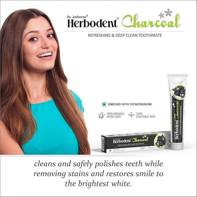 Herbodent Charcoal Toothpaste - Activated Bamboo Charcoal & Organic Herbs - No Bleach, No Fluoride - 6.53 Oz (1) - Oral Care