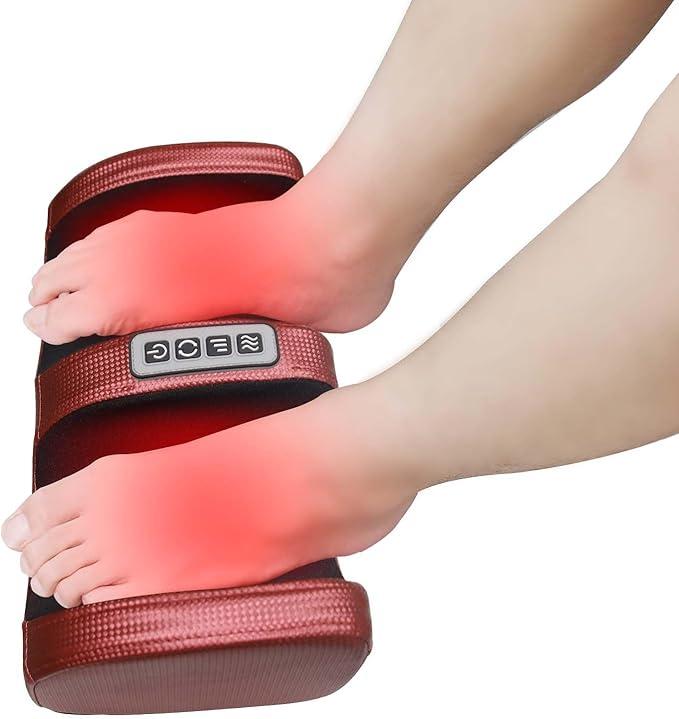 Shiatsu Foot Massager with Heat and Compresstion for Neuropathy Plantar Fasciitis Pain Relief Deep Tissue Improve Blood Circulation Cloud Leg Hand Massage Electric Gifts Lightweight Comfort