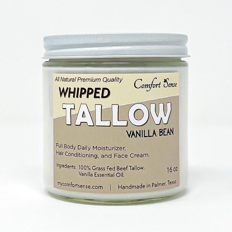 Whipped Tallow, Grass fed Beef Tallow Moisturizer, tallow body butter, Vanilla Bean Scented, Natural Tallow