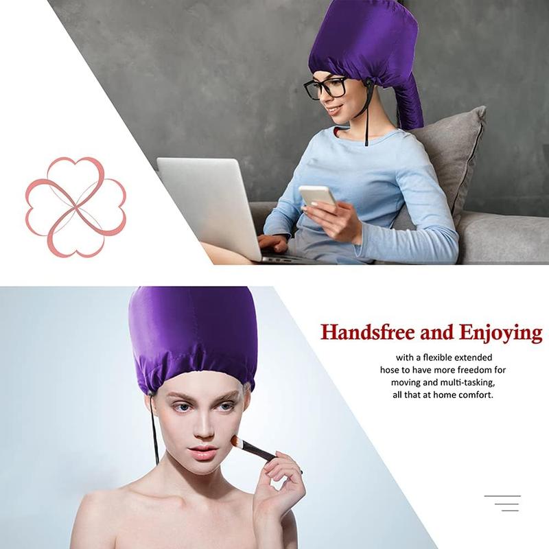 Hair Dryer Bonnet - Upgraded Bonnet Hair Dryer with Longer Extended Hose for Easy Styling, Curling and Deep Conditioning, Purple, One Size Fits All