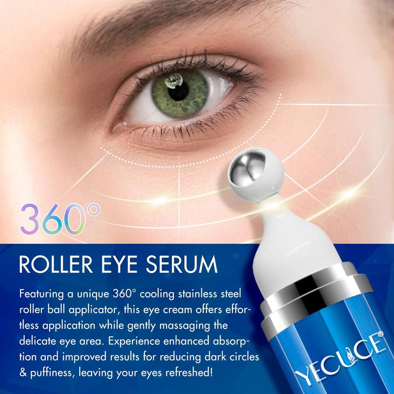 360° Stainless Steel Rollerball Design Eye Serum, 1 2 Boxes Eye Hydration Serum, Reduces The Look Of Dark Circles, Eye Care Product for Women